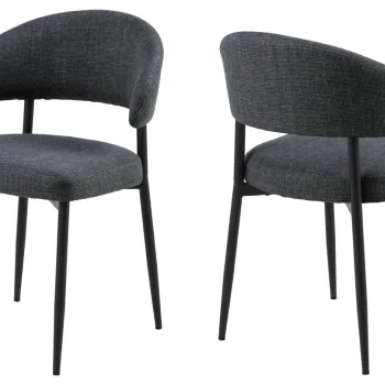 Scaun Edina, Actona, 56x55x77 cm, tesatura structurata/otel, gri inchis imagine