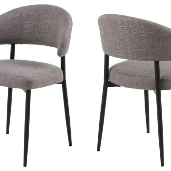 Scaun Edina, Actona, 56x55x77 cm, tesatura structurata/otel, gri maro deschis imagine