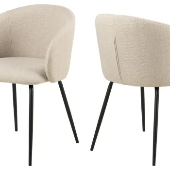 Scaun Eleanor, Actona, 55.5x55x79 cm, tesatura structurata/otel, bej/negru mat imagine