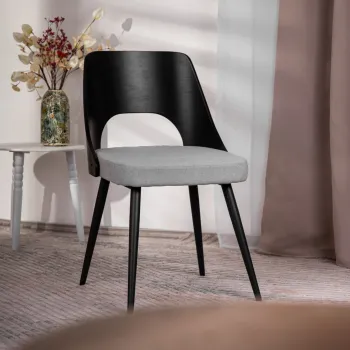 Scaun Elic, Homla, 48.5x54.5x76.5 cm, poliester/lemn, negru/gri imagine