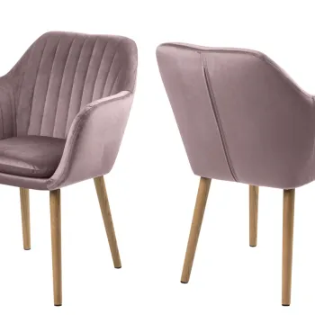 Scaun Emilia, Actona, 57x61x83 cm, catifea/lemn de stejar, roz pudrat imagine