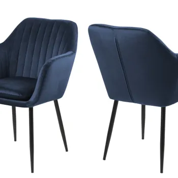 Scaun Emilia, Actona, 57x61x83 cm, catifea/otel, albastru inchis imagine