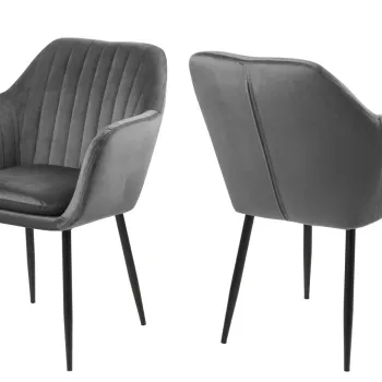 Scaun Emilia, Actona, 57x61x83 cm, catifea/otel, gri inchis imagine