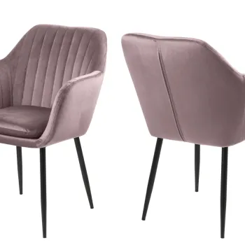 Scaun Emilia, Actona, 57x61x83 cm, catifea/otel, roz pudrat imagine