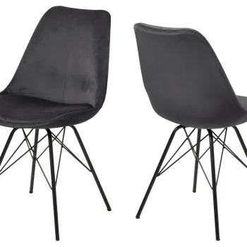 Scaun Eris, Actona, 48.5x54x85.5 cm, catifea/otel, gri inchis imagine