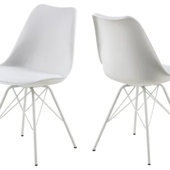 Scaun Eris, Actona, 48.5x54x85.5 cm, piele ecologica/otel, alb imagine