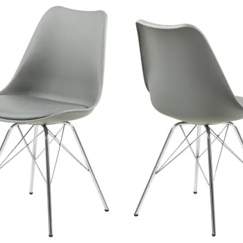 Scaun Eris, Actona, 48.5x54x85.5 cm, piele ecologica/otel, gri imagine