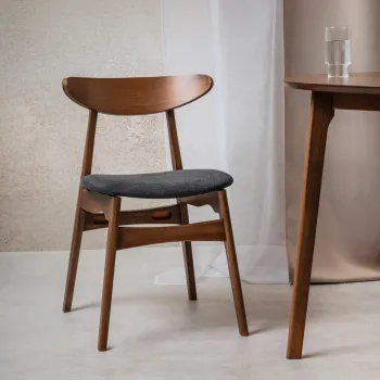 Scaun Eroso, Homla, 48x55.5x74.8 cm, poliester/lemn, maro/gri imagine