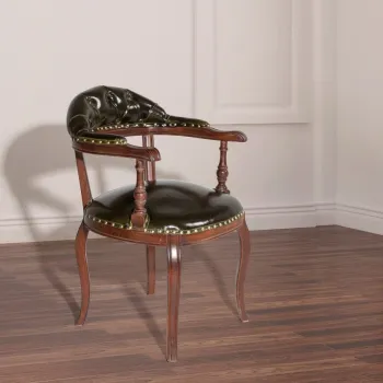 Scaun, Fairfax, Albero39, 52x88x50 cm, Lemn masiv , Nuc / Verde inchis imagine