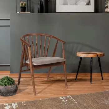 Scaun, Fairfax, Albero48, 55x77x47 cm, Lemn masiv , Nuc / Bej imagine