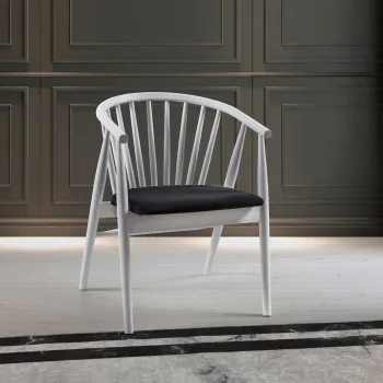 Scaun, Fairfax, Albero50, 55x77x47 cm, Lemn masiv , Alb/Negru imagine