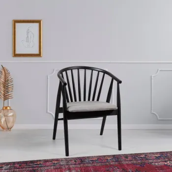 Scaun, Fairfax, Albero51, 55x77x47 cm, Lemn masiv , Negru/Bej imagine