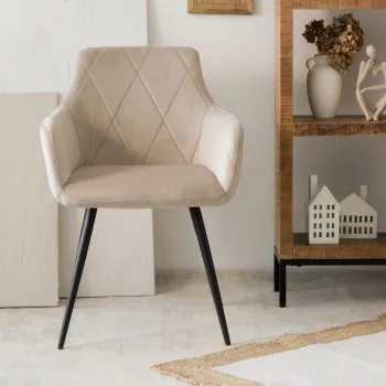 Scaun Fellice, Homla, 61x56x86 cm, metal/catifea din poliester, bej imagine