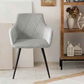 Scaun Fellice, Homla, 61x56x86 cm, metal/catifea din poliester, gri imagine