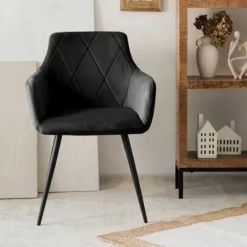 Scaun Fellice, Homla, 61x56x86 cm, metal/catifea din poliester, negru imagine