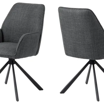 Scaun Glenda, Actona, 61x63x88.5 cm, rotativ, tesatura structurata/otel, gri inchis imagine