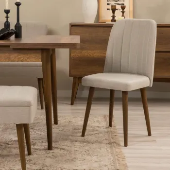 Scaun, Hanah Home, Vina 1005, 47x90x44 cm, PAL, Nuc / Albastru inchis imagine