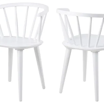 Scaun Ida, Actona, 51.5x51x75 cm, lemn de cauciuc, alb imagine