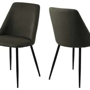 Scaun Ines, Actona, 49.2x57.5x84 cm, tesatura corduroy/otel, verde olive imagine