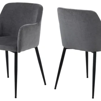 Scaun Karen, Actona, 54.5x56x80 cm, tesatura Chenille/otel, gri inchis imagine