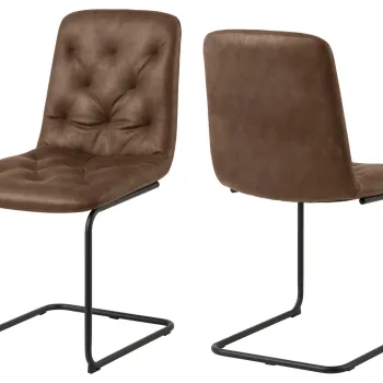 Scaun Kira, Actona, 48x56x92 cm, poliester/piele ecologica/otel, maro imagine