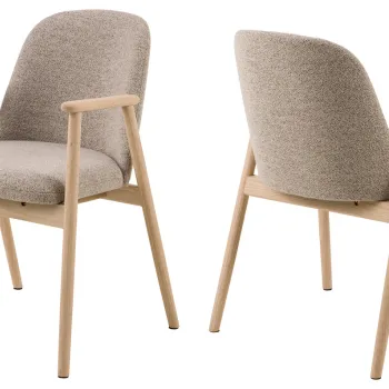 Scaun Leo, Actona, 55.5x57x80.5 cm, tesatura Boucle/lemn de stejar, bej imagine