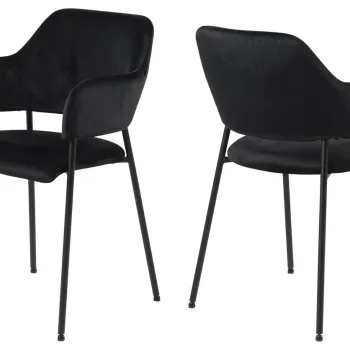 Scaun Lima, Actona, 54x55x82 cm, catifea/otel, negru imagine