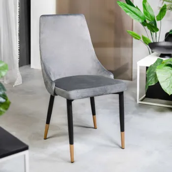 Scaun Logan, Homla, 44x44x92 cm, metal/catifea din poliester, gri imagine