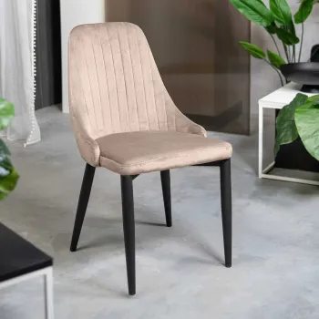 Scaun Louis, Homla, 44x59x88 cm, metal/MDF/catifea din poliester, bej imagine