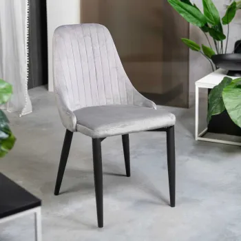 Scaun Louis, Homla, 44x59x88 cm, metal/MDF/poliester, gri/negru imagine