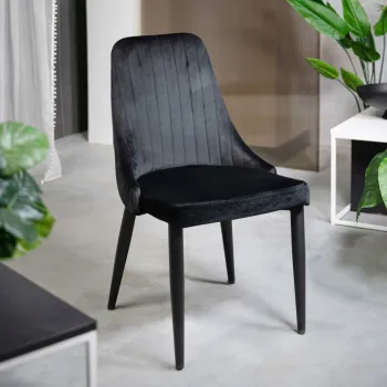 Scaun Louis, Homla, 44x59x88 cm, metal/MDF/poliester, negru imagine