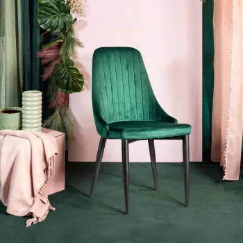 Scaun Louis, Homla, 59x47x88 cm, metal/catifea din poliester, verde imagine