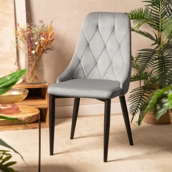 Scaun Louis Quilter, Homla, 44x59x88 cm, metal/MDF/catifea din poliester, gri imagine