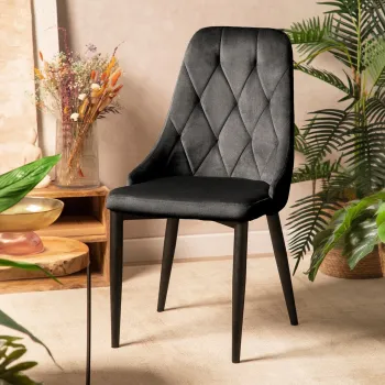 Scaun Louis Quilter, Homla, 44x59x88 cm, metal/MDF/catifea din poliester, negru imagine