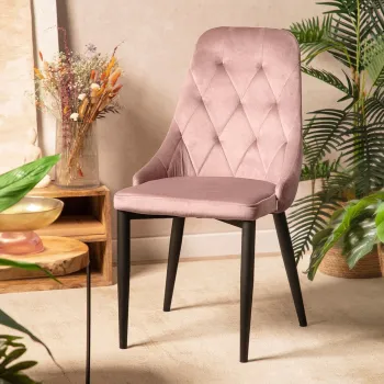 Scaun Louis Quilter, Homla, 59x47x88 cm, metal/catifea din poliester, roz imagine