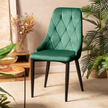 Scaun Louis Quilter, Homla, 59x47x88 cm, metal/catifea din poliester, verde imagine