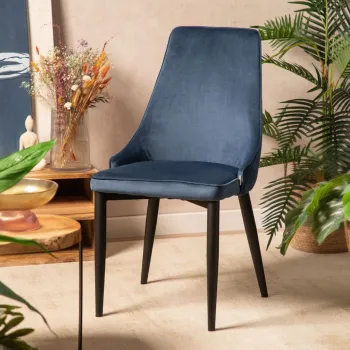 Scaun Louis Ribbon, Homla, 59x47x88 cm, metal/catifea din poliester, albastru imagine