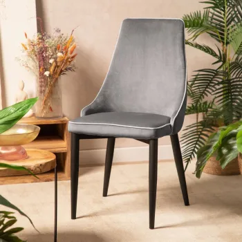 Scaun Louis Ribbon, Homla, 59x47x88 cm, metal/catifea din poliester, gri imagine