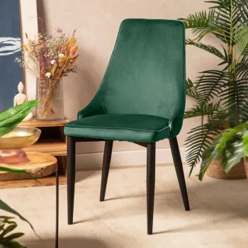 Scaun Louis Ribbon, Homla, 59x47x88 cm, metal/catifea din poliester, verde imagine