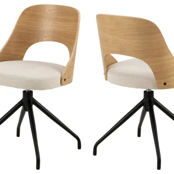 Scaun Lucy, Actona, 48x53x79 cm, rotativ, poliester/otel, bej imagine