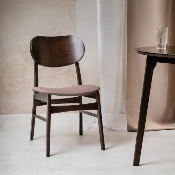 Scaun Nergu, Homla, 46x54.2x80 cm, poliester/lemn, maro inchis/bej imagine