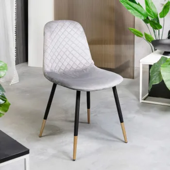 Scaun Noir, Homla, 44x52x85 cm, metal/MDF/poliester, gri/negru imagine