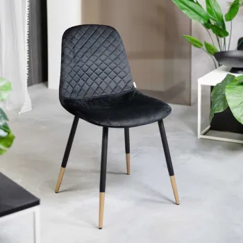 Scaun Noir, Homla, 44x52x85 cm, metal/MDF/poliester, negru/auriu imagine