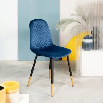 Scaun Noir, Homla, 52x44x85 cm, metal/catifea din poliester, albastru imagine