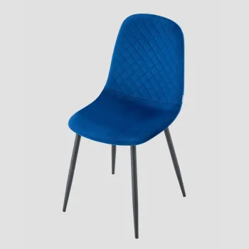 Scaun Noir, Homla, 52x44x85 cm, metal/catifea din poliester, albastru/negru imagine