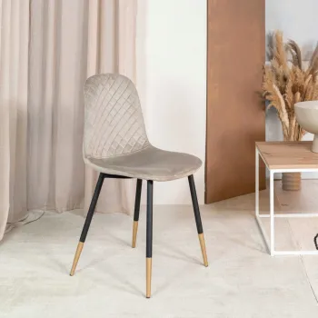 Scaun Noir, Homla, 52x44x85 cm, metal/catifea din poliester, bej imagine