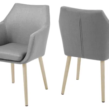 Scaun Nora, Actona, 58x58x84 cm, poliester/lemn de stejar, gri deschis imagine