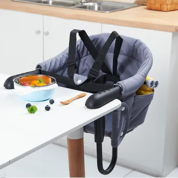 Scaun pentru bebelusi atasabil la masa, U-Grow, 39.5x38x31.5 cm, poliester/metal, gri imagine