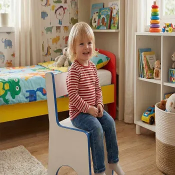 Scaun pentru copii, Hanah Home, Artmtkchr, 30x50x35 cm, Albastru/Alb imagine