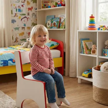 Scaun pentru copii, Hanah Home, Artmtkchr, 30x50x35 cm, Rosu/Alb imagine